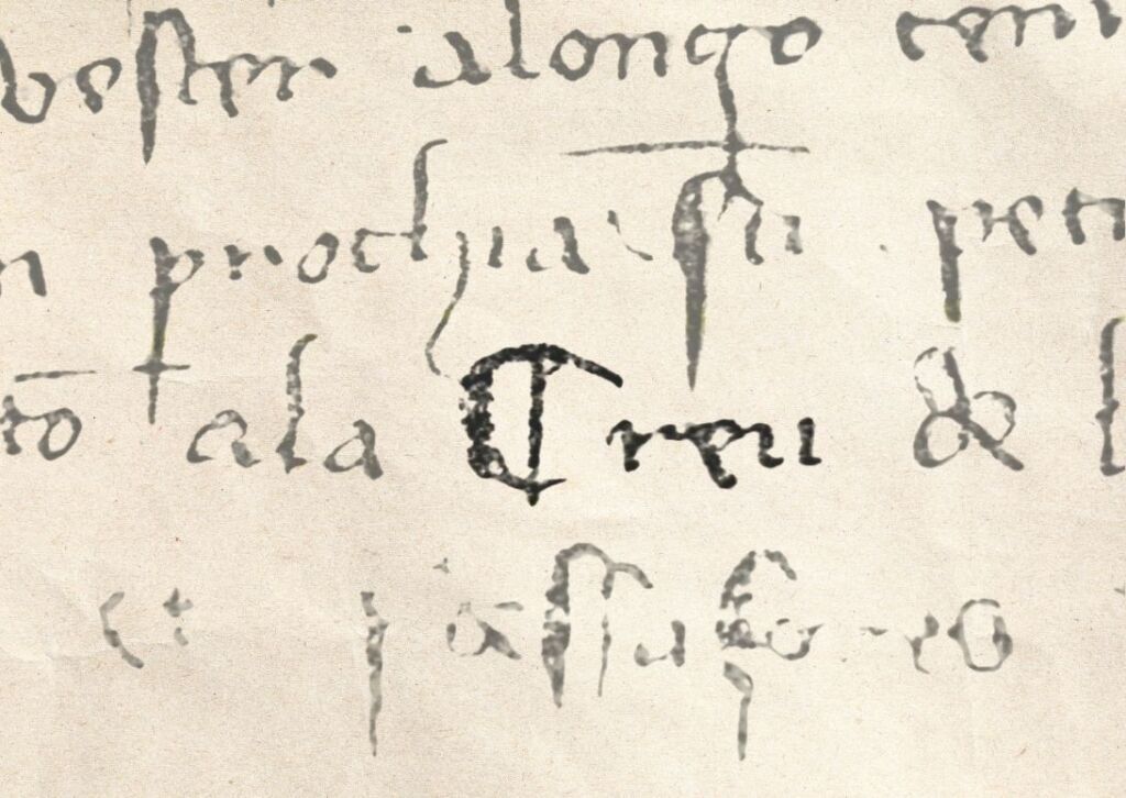 Text que esmenta “la creu de pedra” l’any 1402 (Biblioteca de Catalunya, ms. 1136)