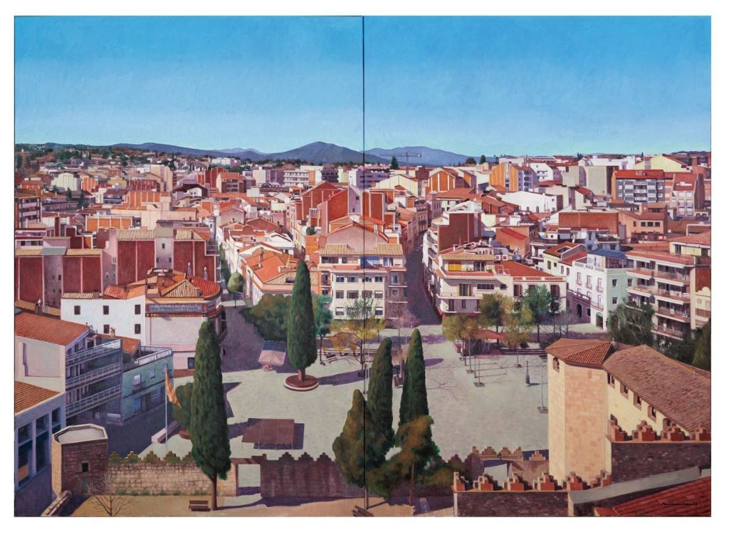 pintura realista de la plaça octavià feta per Paco Minuesa